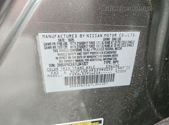 3N8AP6CE6TL341327 2026 NISSAN KICKS Black VIN კოდის სტიკერის ხედი