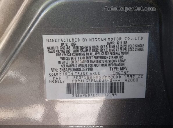 3N8AP6DA0SL337199 2025 NISSAN KICKS Gray Engine compartment view