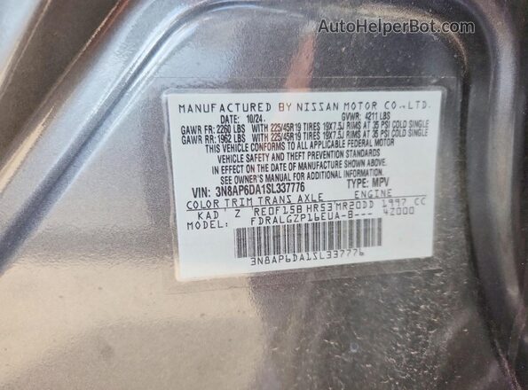 3N8AP6DA1SL337776 2025 NISSAN KICKS Gray Widok wnętrza 360 stopni