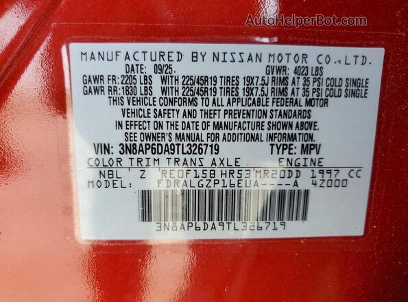 3N8AP6DA9TL326719 2026 NISSAN KICKS Burgundy Widok komory silnika