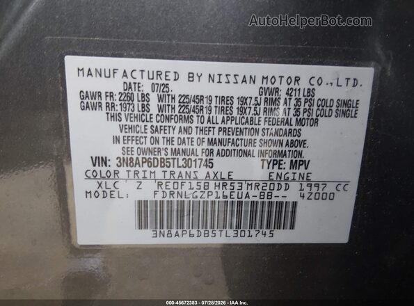 3N8AP6DB5TL301745 2026 NISSAN KICKS Gray Widok komory silnika