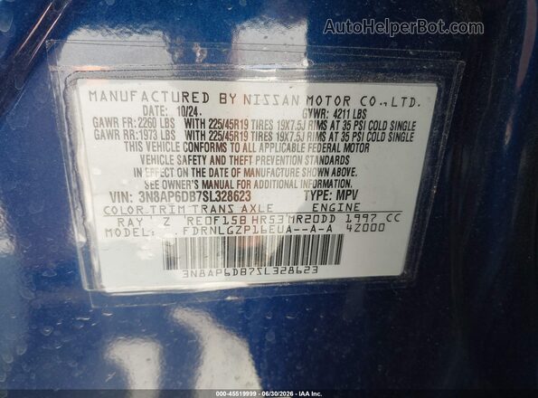 3N8AP6DB7SL328623 2025 NISSAN KICKS Dark Blue Engine compartment view