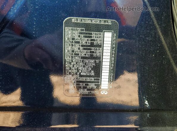 3PCAJ5AB3SF105778 2025 INFINITI QX50 Blue VIN կոդի պիտակի տեսք