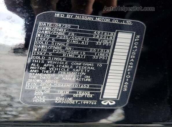 3PCAJ5BA6MF101653 2021 INFINITI QX50 Black Widok wnętrza 360 stopni