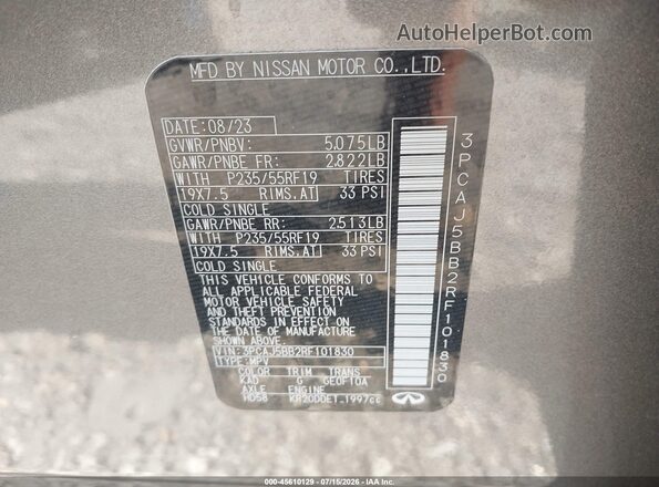 3PCAJ5BB2RF101830 2024 INFINITI QX50 Серый Вид подкапотного пространства