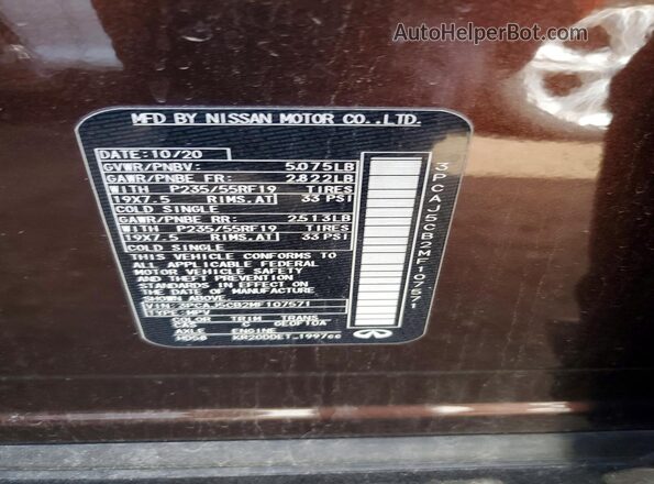 3PCAJ5CB2MF107571 2021 INFINITI QX50 Brown Widok komory silnika