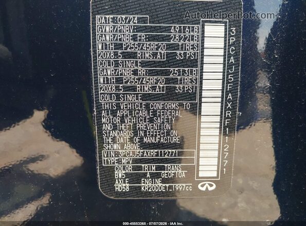 3PCAJ5FAXRF112771 2024 INFINITI QX50 Dark Blue Շարժիչի բաժամունքի տեսք
