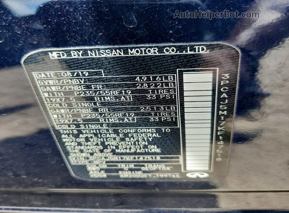 3PCAJ5M17KF147518 2019 INFINITI QX50 Blue Engine compartment view