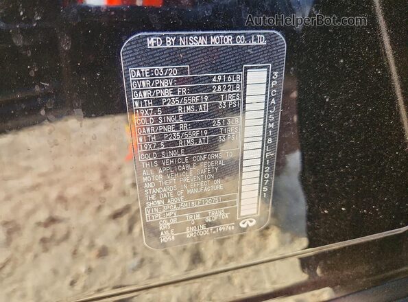 3PCAJ5M18LF120751 2020 INFINITI QX50 Black Շարժիչի բաժամունքի տեսք