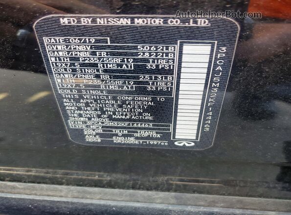 3PCAJ5M32KF144463 2019 INFINITI QX50 Black VIN sticker view