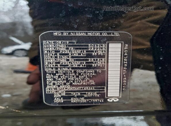 3PCAJ5M36KF148466 2019 INFINITI QX50 Black VIN sticker view