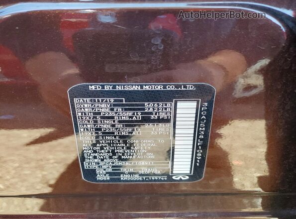 3PCAJ5M38LF108911 2020 INFINITI QX50 Purple Engine compartment view