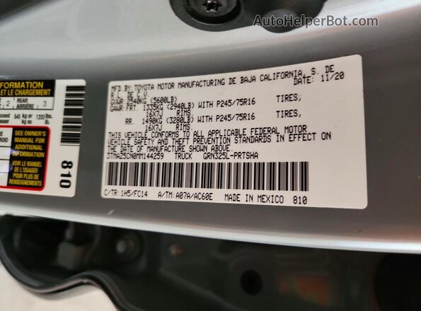 3TMAZ5CN0MM144259 2021 TOYOTA TACOMA Gray ძრავის განყოფილების ხედი