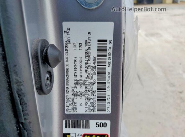 3TMAZ5CN2MM157031 2021 TOYOTA TACOMA Silver VIN կոդի պիտակի տեսք