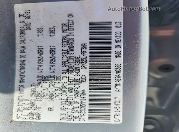 3TMAZ5CN5MM147044 2021 TOYOTA TACOMA Gray Вид підкапотного простору