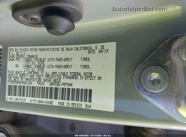 3TMBZ5DN2KM021224 2019 TOYOTA TACOMA Gray Vista del compartimento del motor