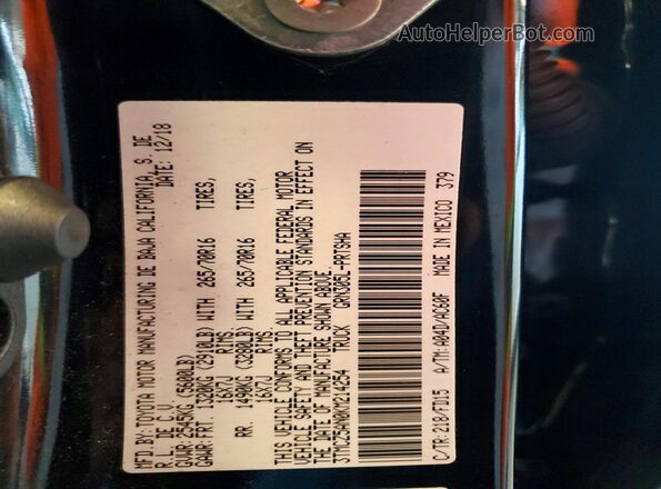 3TMCZ5AN0KM214254 2019 TOYOTA TACOMA Black Вид підкапотного простору