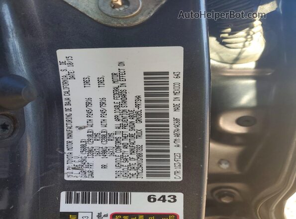 3TMCZ5AN1GM007282 2016 TOYOTA TACOMA Black Вид підкапотного простору