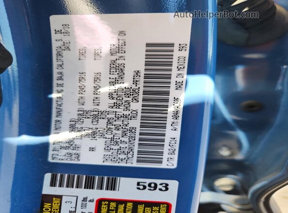 3TMCZ5AN1KM201058 2019 TOYOTA TACOMA Синий Вид подкапотного пространства