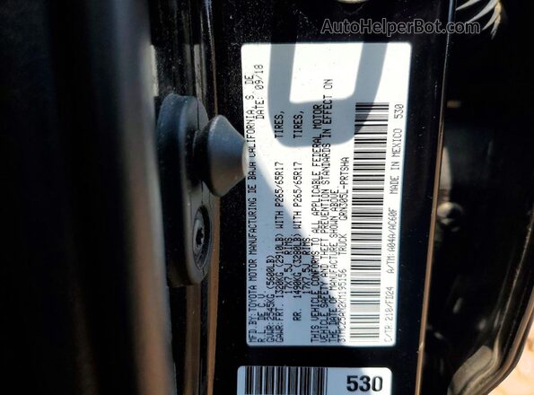 3TMCZ5AN2KM195156 2019 TOYOTA TACOMA Black Շարժիչի բաժամունքի տեսք