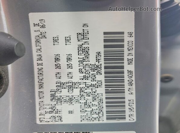 3TMCZ5AN2KM266713 2019 TOYOTA TACOMA Gray Շարժիչի բաժամունքի տեսք