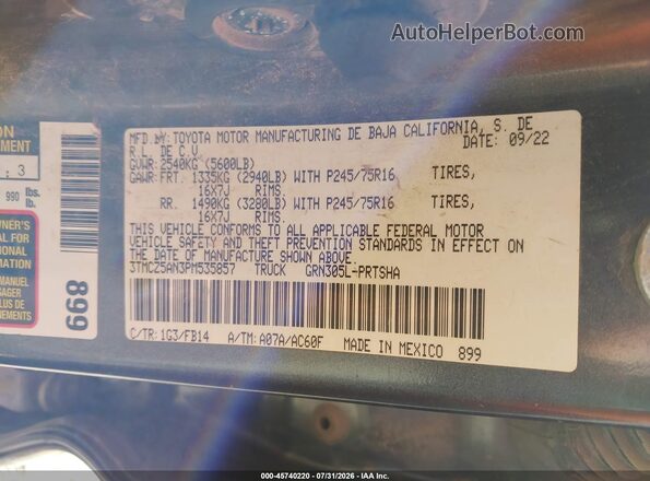 3TMCZ5AN3PM535857 2023 TOYOTA TACOMA Gray Вид підкапотного простору