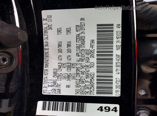 3TMCZ5AN3PM546521 2023 TOYOTA TACOMA Black Widok komory silnika
