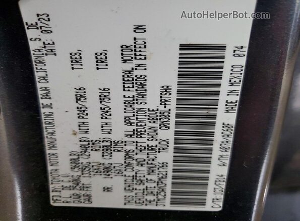 3TMCZ5AN3PM621766 2023 TOYOTA TACOMA Серый Вид наклейки с VIN-кодом