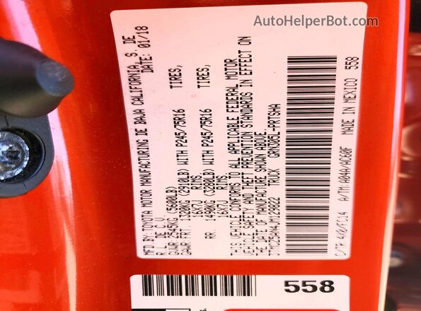 3TMCZ5AN4JM129822 2018 TOYOTA TACOMA Orange Vista del compartimento del motor
