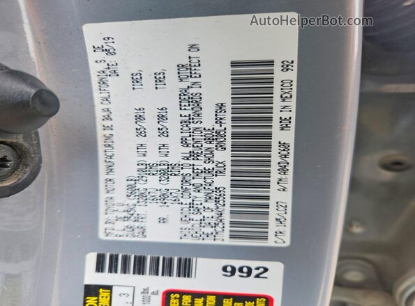 3TMCZ5AN4KM255695 2019 TOYOTA TACOMA Gray VIN sticker view