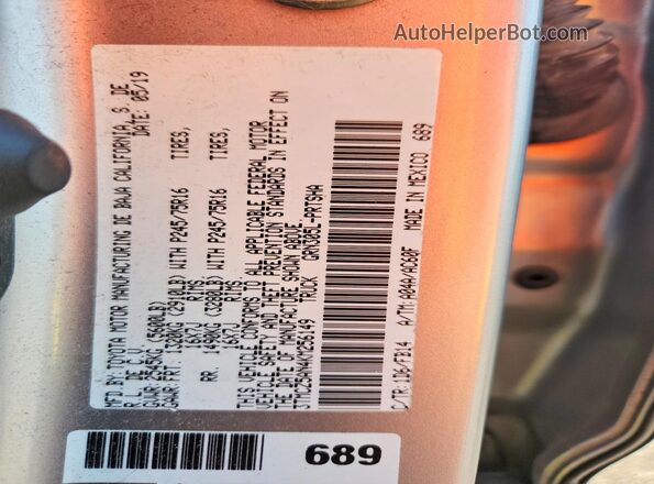 3TMCZ5AN4KM256149 2019 TOYOTA TACOMA Silver Vista del compartimento del motor