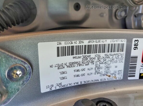3TMCZ5AN4PM567586 2023 TOYOTA TACOMA Silver Вид наклейки з VIN-кодом