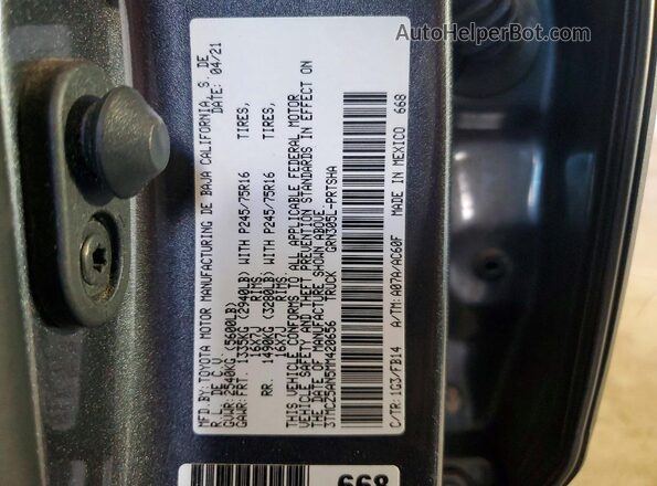 3TMCZ5AN5MM420656 2021 TOYOTA TACOMA Серый Вид подкапотного пространства
