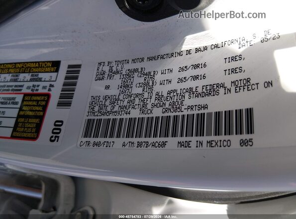 3TMCZ5AN5PM593744 2023 TOYOTA TACOMA Белый 