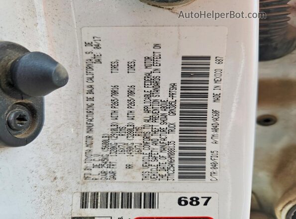 3TMCZ5AN6HM088135 2017 TOYOTA TACOMA White Engine compartment view
