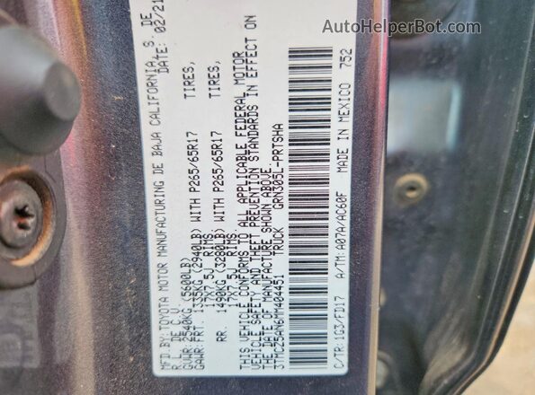 3TMCZ5AN6MM404451 2021 TOYOTA TACOMA Gray Widok naklejki z numerem VIN