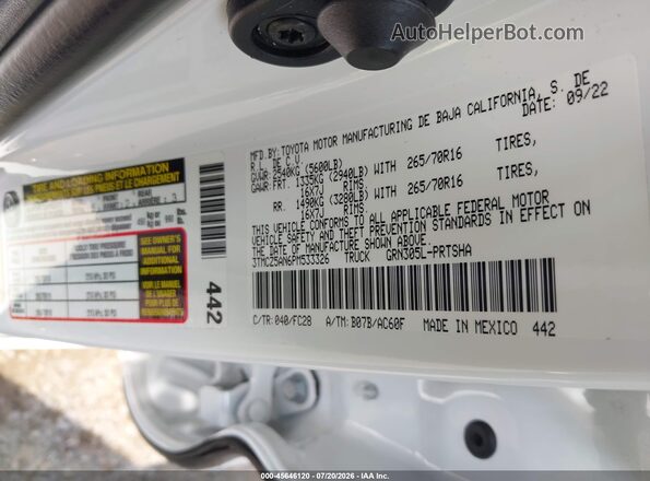 3TMCZ5AN6PM533326 2023 TOYOTA TACOMA White Widok komory silnika
