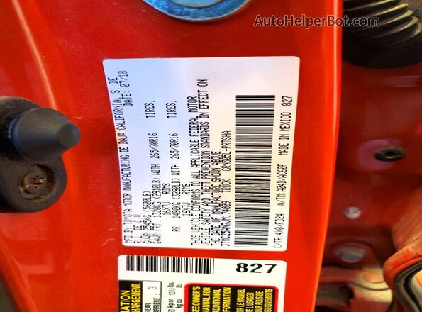 3TMCZ5AN7JM174009 2018 TOYOTA TACOMA Orange Շարժիչի բաժամունքի տեսք