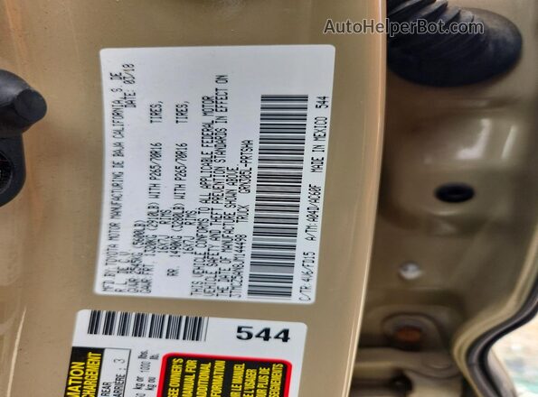 3TMCZ5AN8JM144498 2018 TOYOTA TACOMA Beige VIN კოდის სტიკერის ხედი
