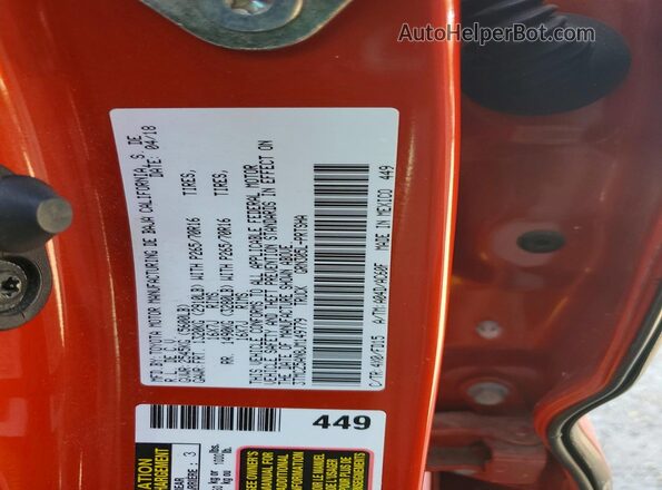 3TMCZ5AN8JM149779 2018 TOYOTA TACOMA Orange ძრავის განყოფილების ხედი
