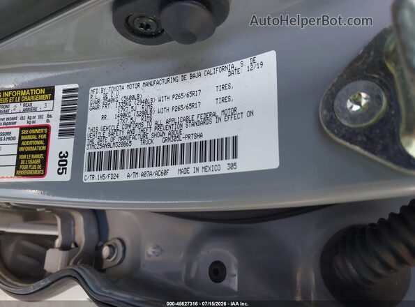 3TMCZ5AN9LM320865 2020 TOYOTA TACOMA Gray Widok komory silnika