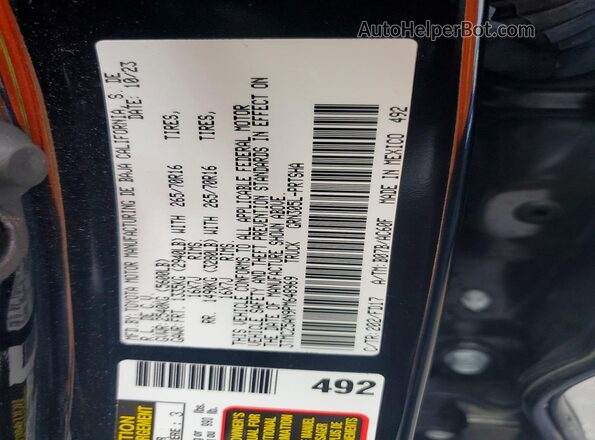 3TMCZ5AN9PM648969 2023 TOYOTA TACOMA Black VIN կոդի պիտակի տեսք