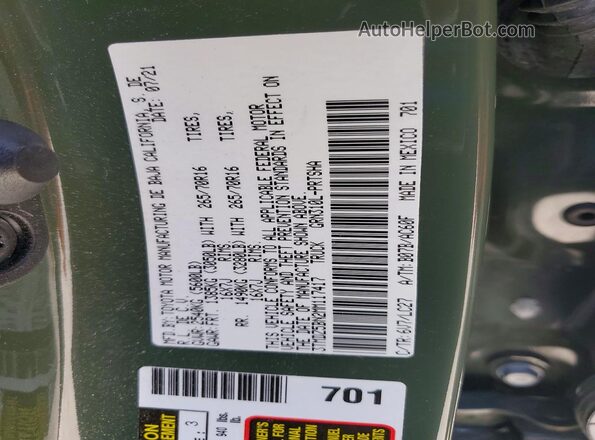 3TMDZ5BN2MM117417 2021 TOYOTA TACOMA Green Вид підкапотного простору