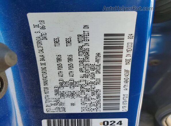 3TMDZ5BN8JM048759 2018 TOYOTA TACOMA Blue ძრავის განყოფილების ხედი