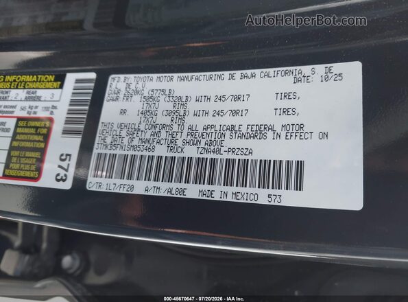 3TMKB5FN1SM053468 2025 TOYOTA TACOMA 2WD Gray Engine compartment view