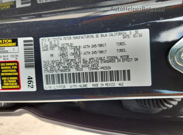 3TMKB5FN2TM060530 2026 TOYOTA TACOMA Black Вид підкапотного простору