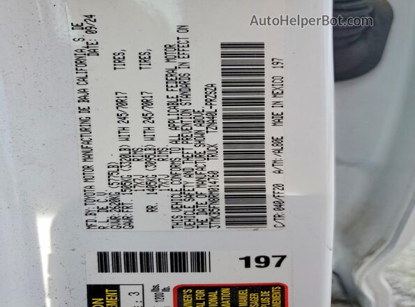 3TMKB5FN8RM014760 2024 TOYOTA TACOMA White Вид наклейки з VIN-кодом