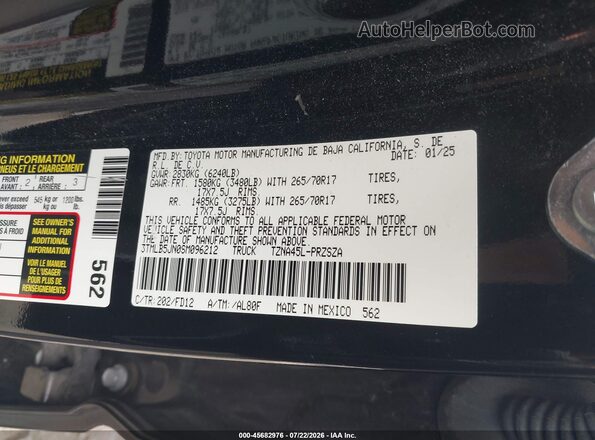 3TMLB5JN0SM096212 2025 TOYOTA TACOMA Black Engine compartment view