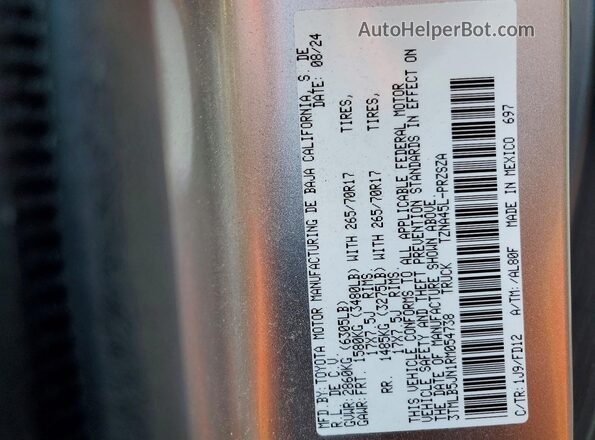 3TMLB5JN1RM054738 2024 TOYOTA TACOMA Silver Вид підкапотного простору
