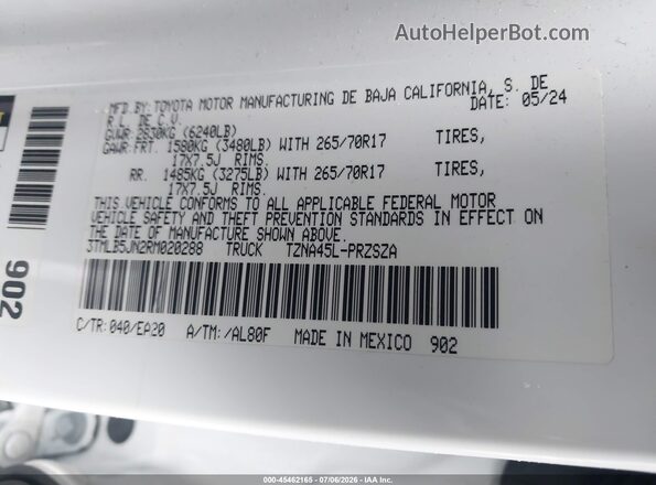 3TMLB5JN2RM020288 2024 TOYOTA TACOMA White Vista del compartimento del motor